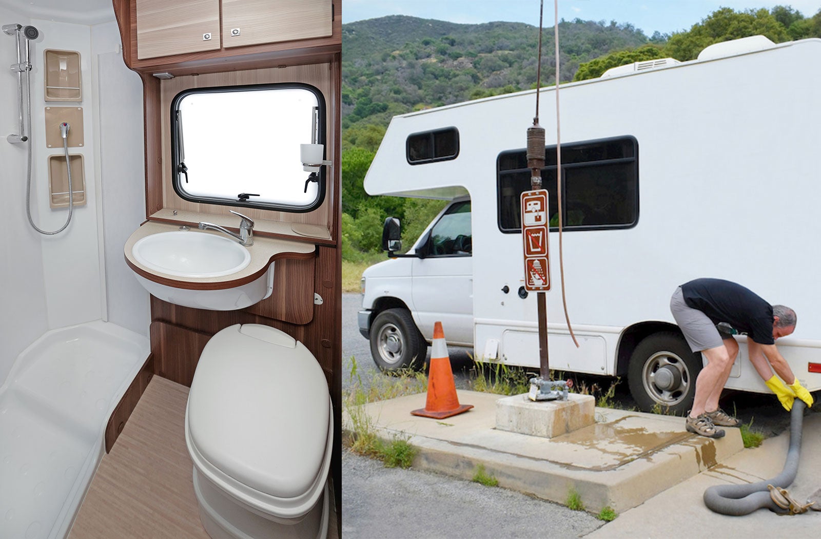 Portable RV/camper toilet and holding tank setup in Schenectady, New York State