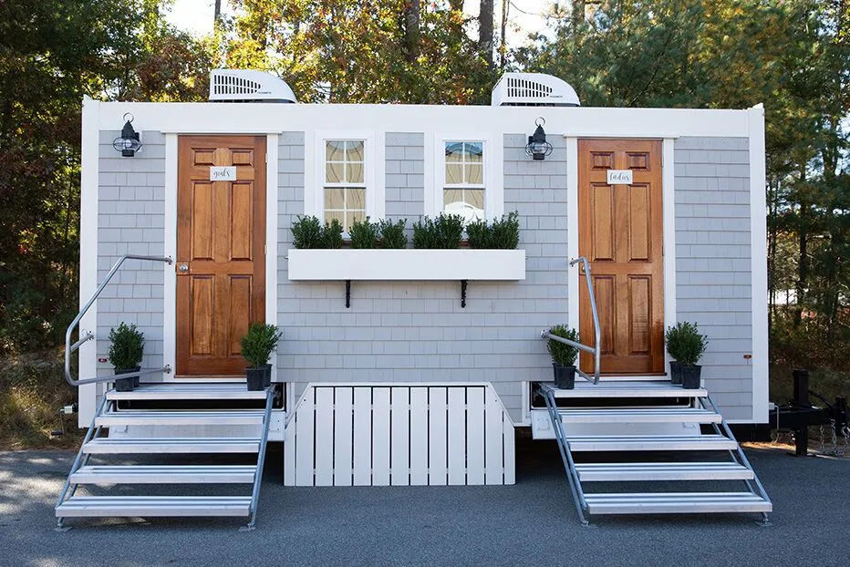 Wedding restroom units discretely staged at a venue in Schenectady, New York State
